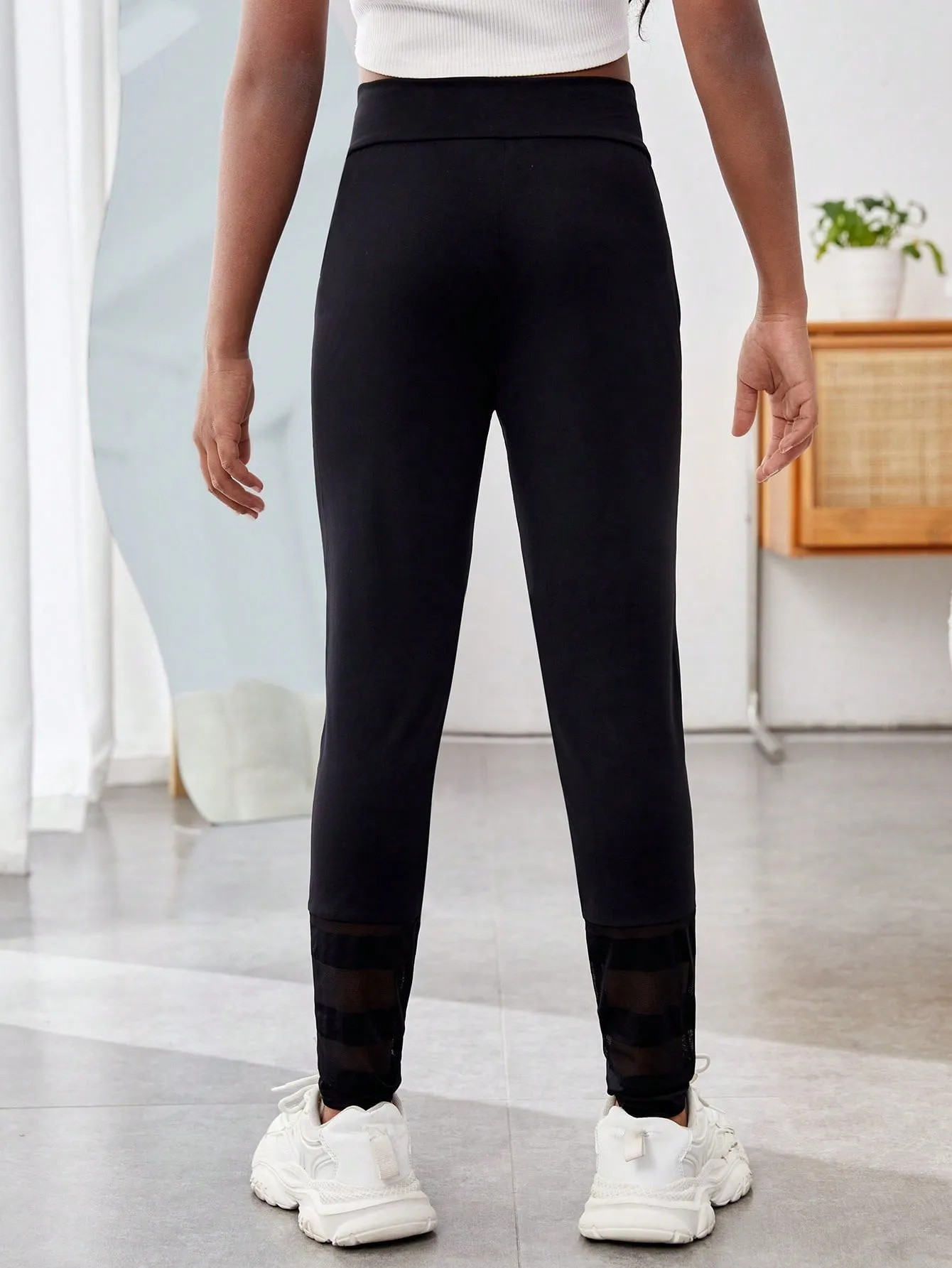 Stylish High Stretch Knitted Leggings for Tween Girls - Solid Color, Long Length