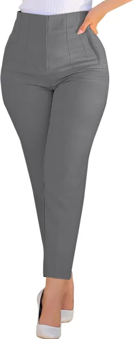 Tapered Pants Slim Fit Comfortable Straight Leg High Waisted Trousers Lightweight Casual Stretchy Classic Work Pants