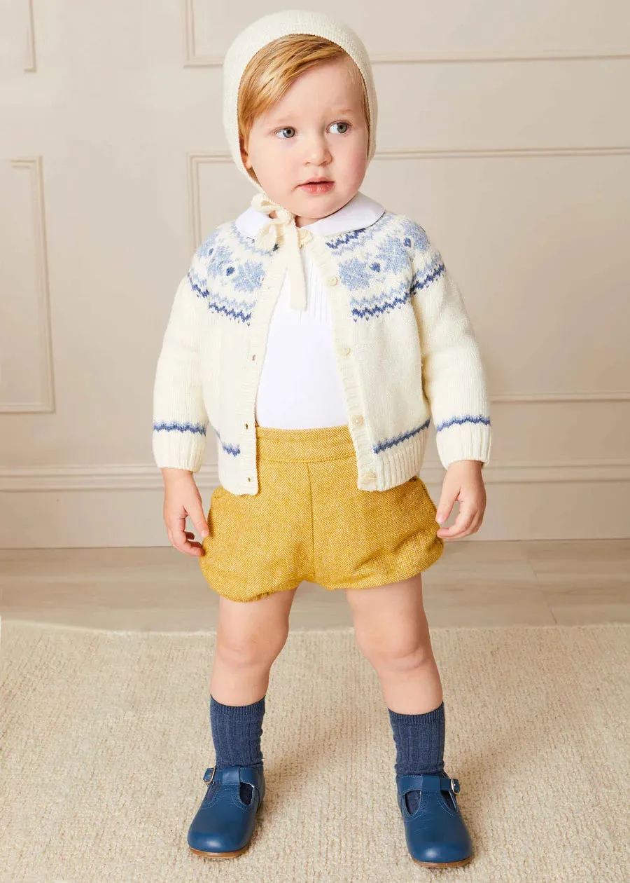 The Mustard Herringbon Bloomers Baby Boy Look