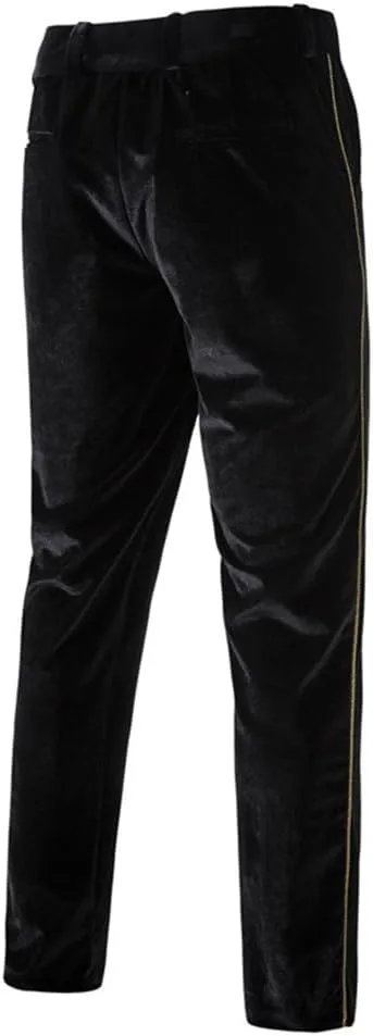 UNINUKOO Mens Suits Velvet 2 Piece Suit Slim Fit Double Breasted Formal Dinner Tuxedo (Order One Size Up)