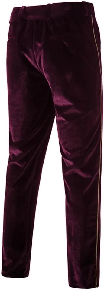 UNINUKOO Mens Suits Velvet 2 Piece Suit Slim Fit Double Breasted Formal Dinner Tuxedo (Order One Size Up)