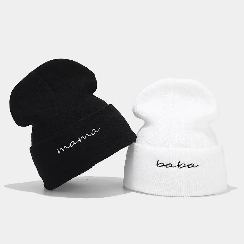 Wholesale 2023 Autumn and Winter New Mom and Dad Couple Letters Embroidery Knitted Hat Woolen Hat