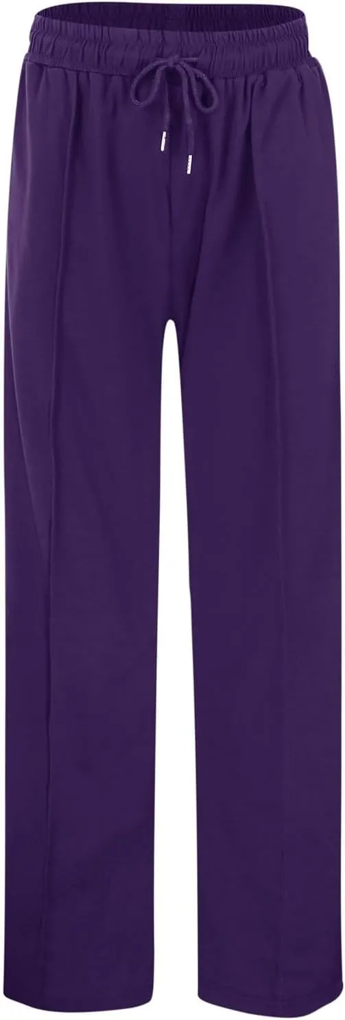 Women Wide Leg Sweatpants High Waist Baggy Straight Leg Casual Drawstring Active Sweat Pants with Pockets