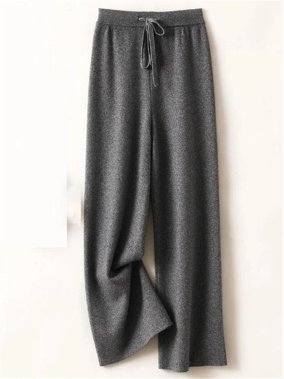 Women Wide Leg Wool Pants Elastic Waist Casual Loose Cashmere Trousers Wool Sweatpants