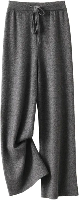 Women Wide Leg Wool Pants Elastic Waist Casual Loose Cashmere Trousers Wool Sweatpants