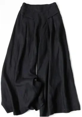 Women's Cotton Linen Palazzo Pants Wide Leg Flowy Loose Fit Gauze Casual Summer Outfit Elastic Waist with Pockets