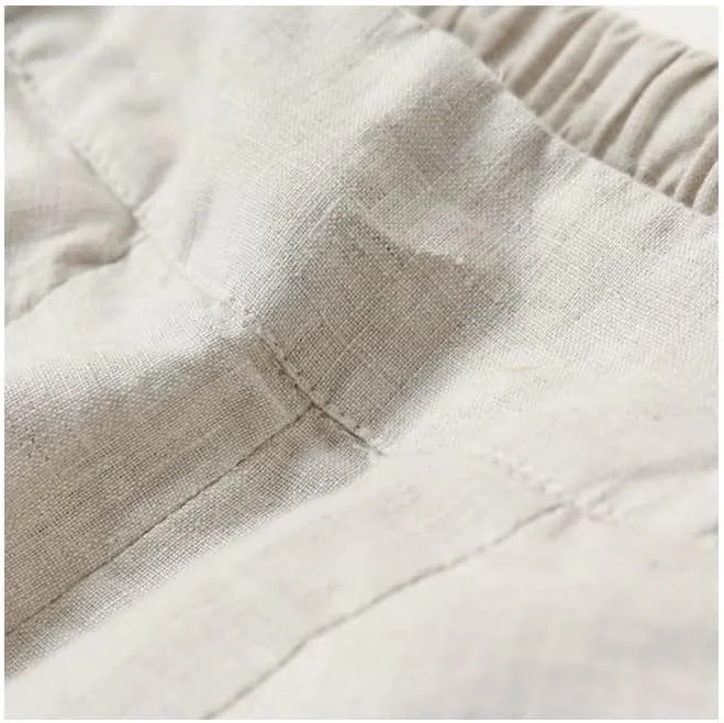 Women's Cotton Linen Palazzo Pants Wide Leg Flowy Loose Fit Gauze Casual Summer Outfit Elastic Waist with Pockets