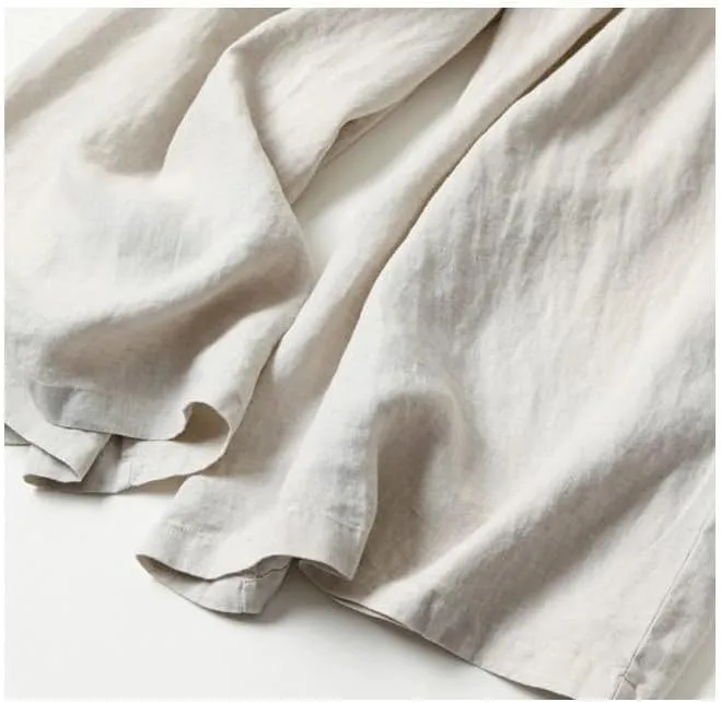 Women's Cotton Linen Palazzo Pants Wide Leg Flowy Loose Fit Gauze Casual Summer Outfit Elastic Waist with Pockets
